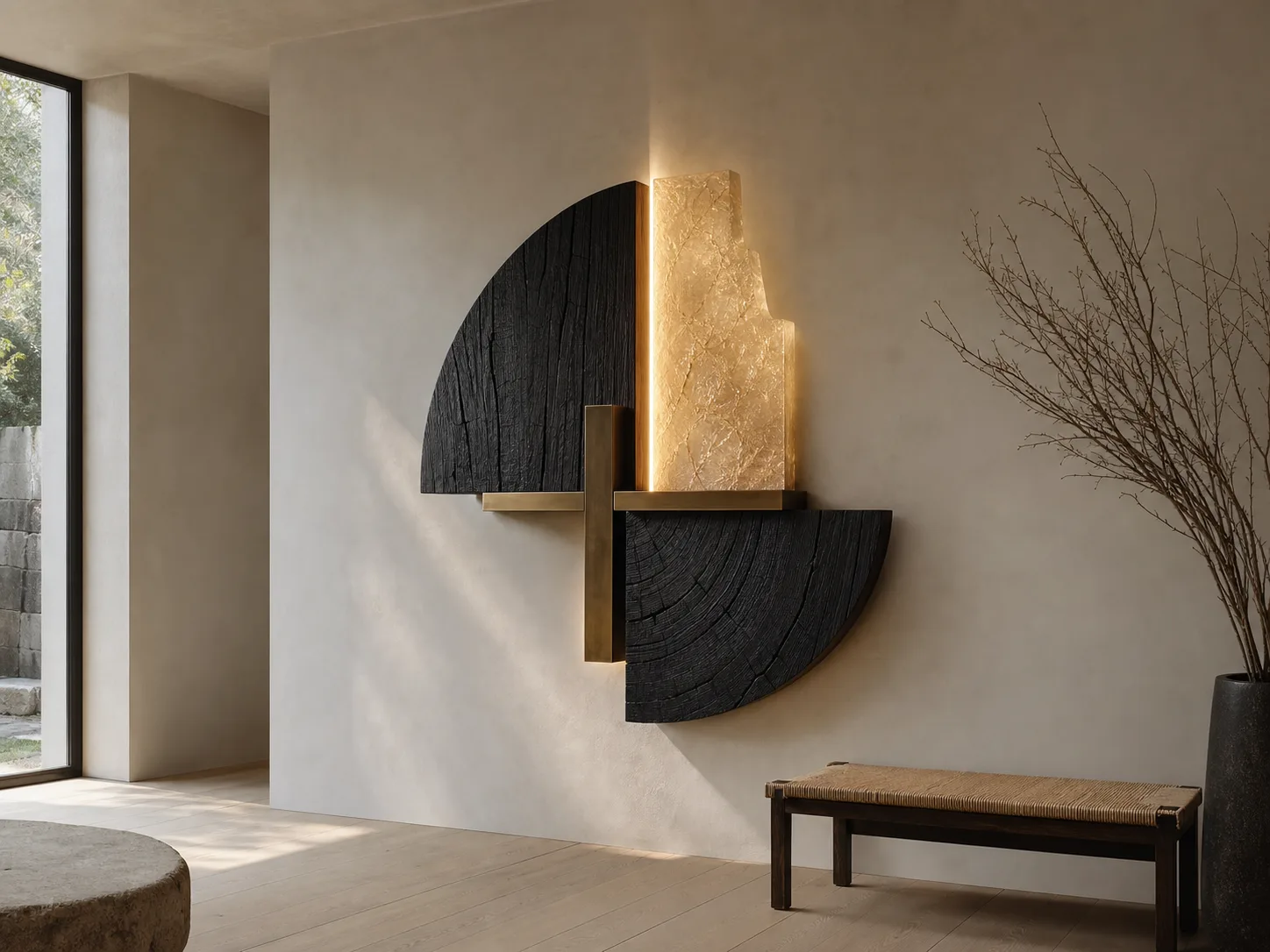 Mixed-media wall composition