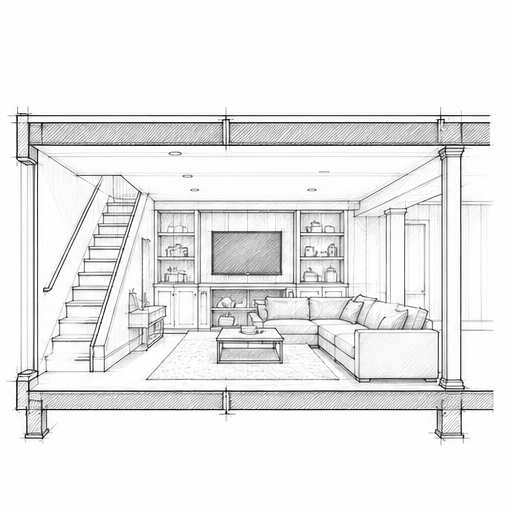 Basement Finishing architectural service sketch
