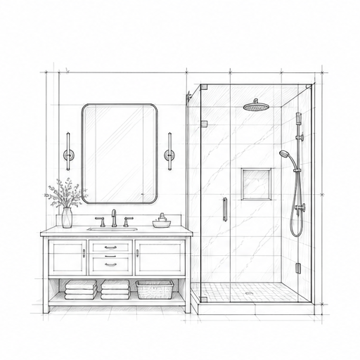 Bathroom Renovations architectural service sketch